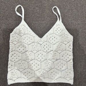 American Eagle Cream Crochet beach top